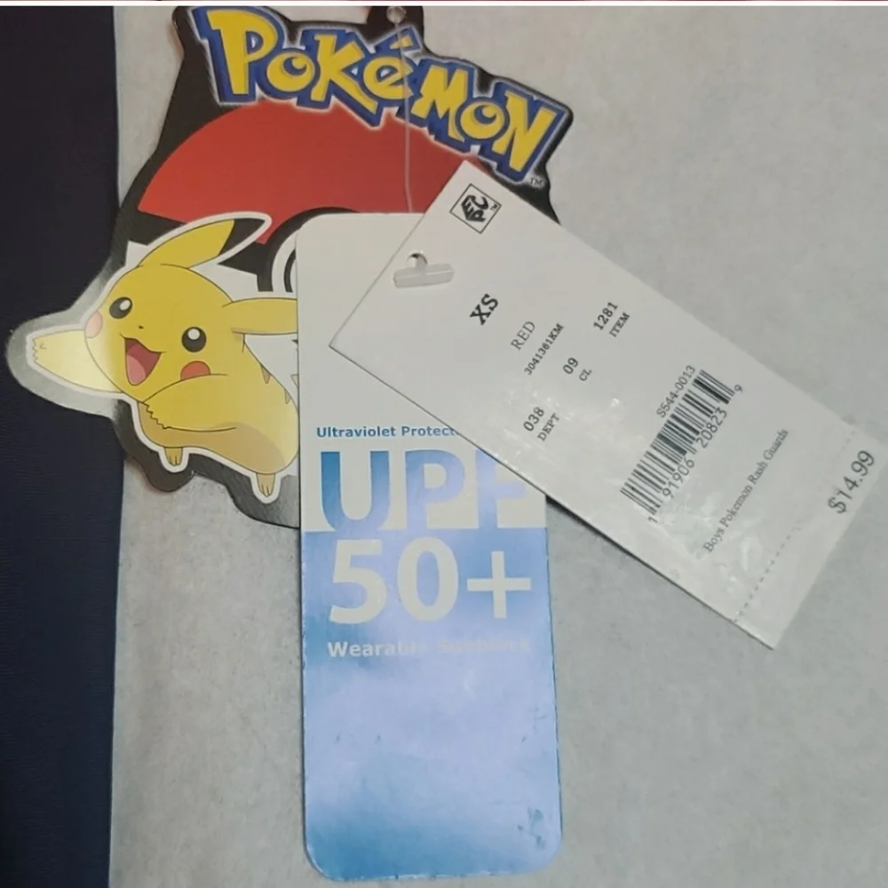 NWT Pokémon rash guard UPF 50+ swim top